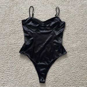 Black Satin Bustier Bodysuit